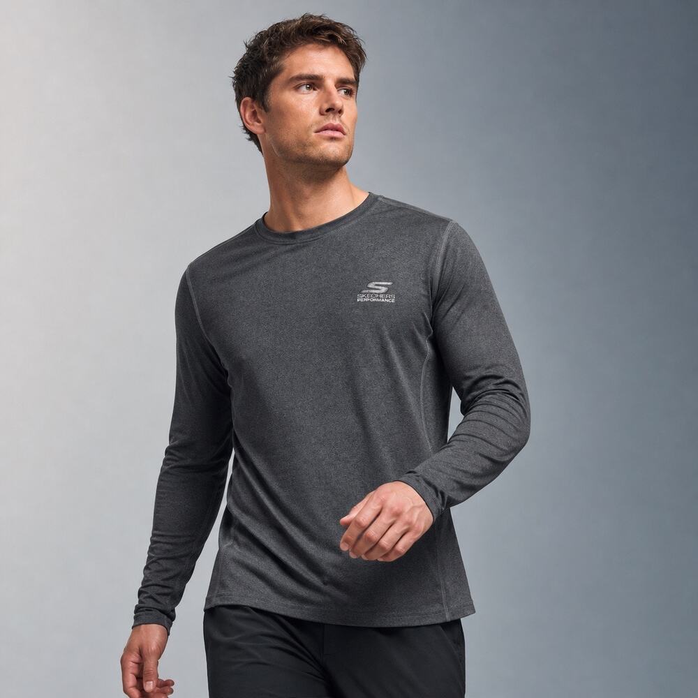 SKECHERS Mens Long Sleeve Performance Pullover Athletic Workout Shirt Size Large